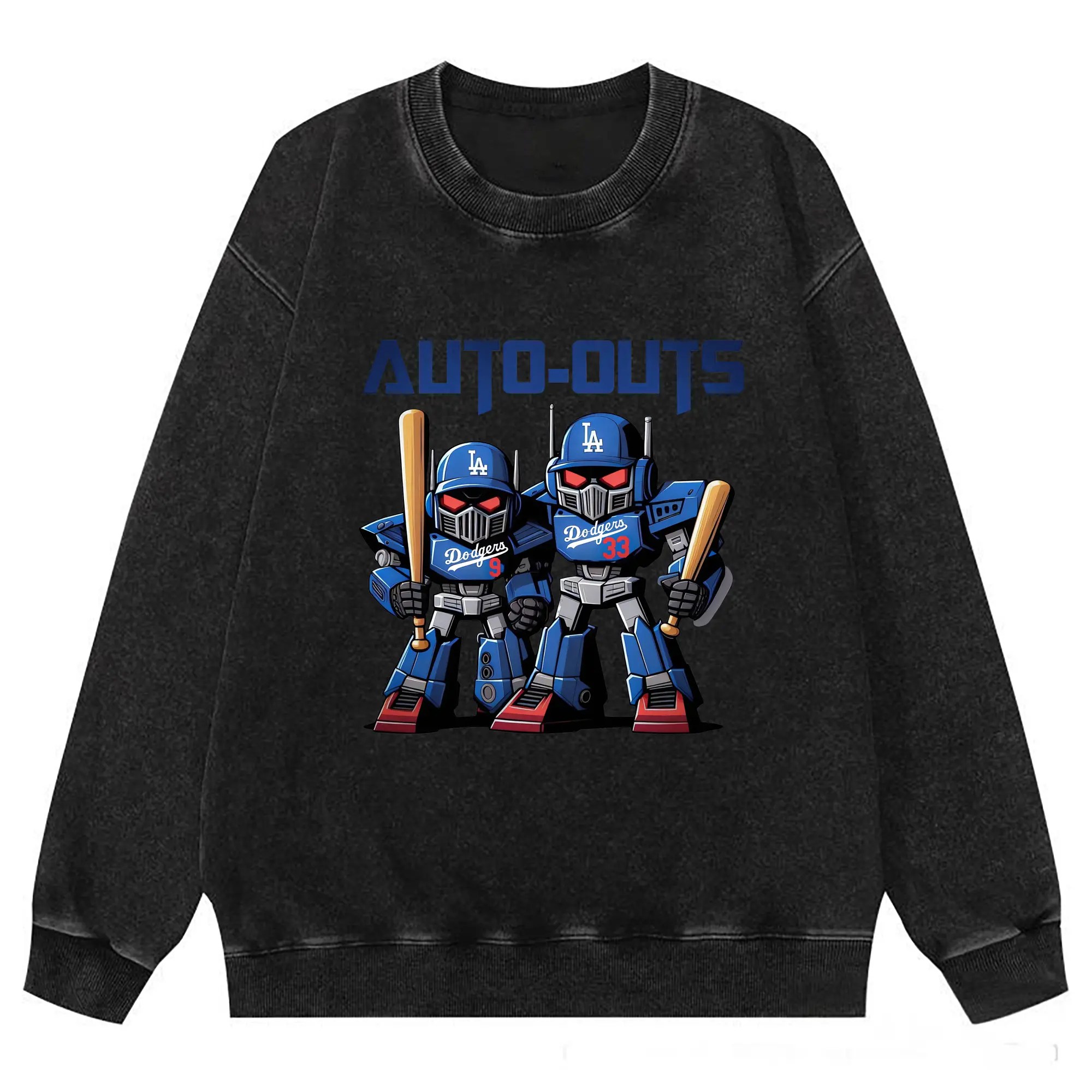Los Angeles Dodgers Baseball Auto Outs - Washed Wax-Dyed Vintage Crewneck Sweatshirt – 80% Cotton, 20% Polyester – Soft, Durable & Stylish – Ideal For Sports, Casual & Everyday Wear