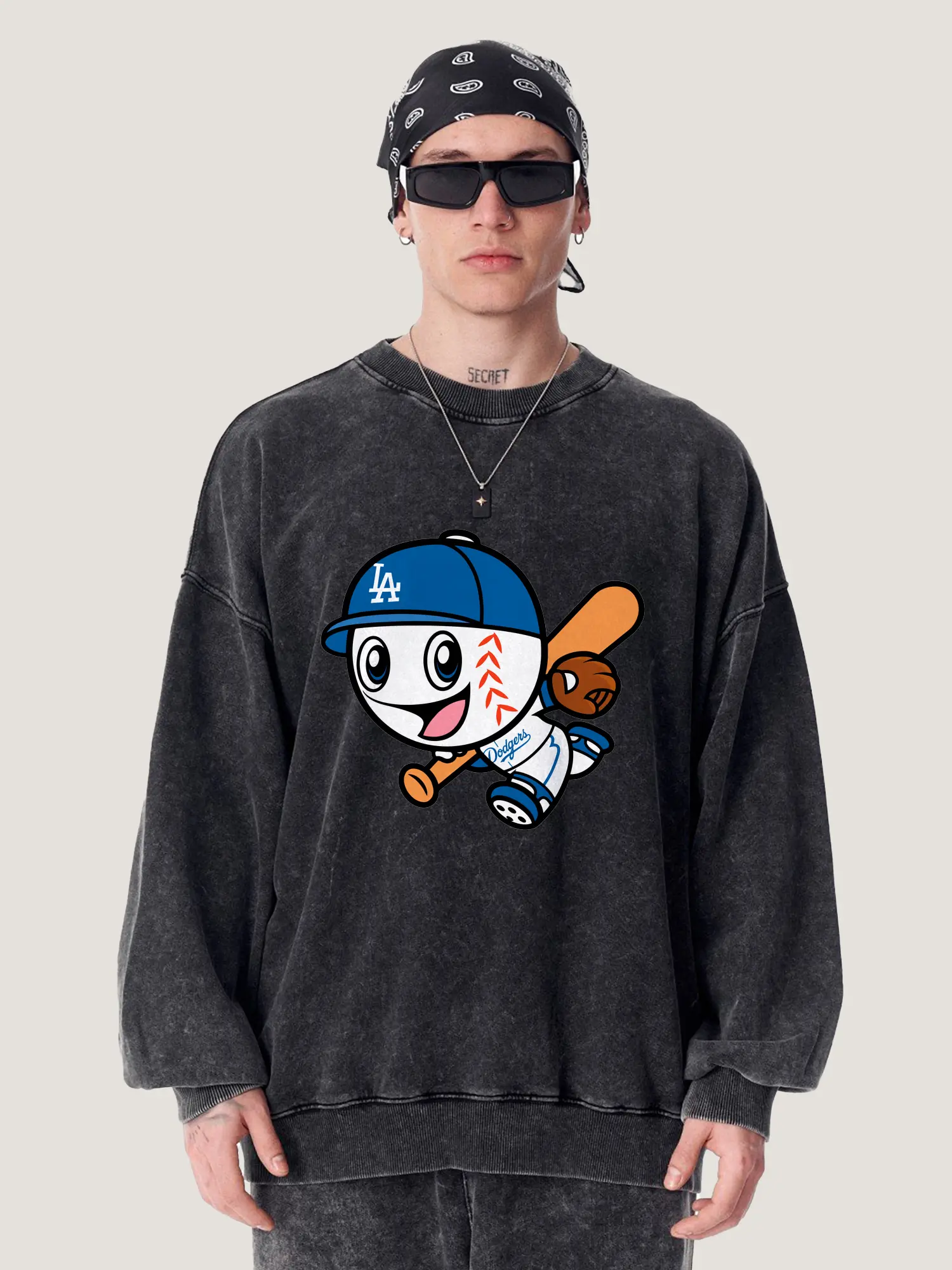 Cute Mr Dodger Running Play Baseball