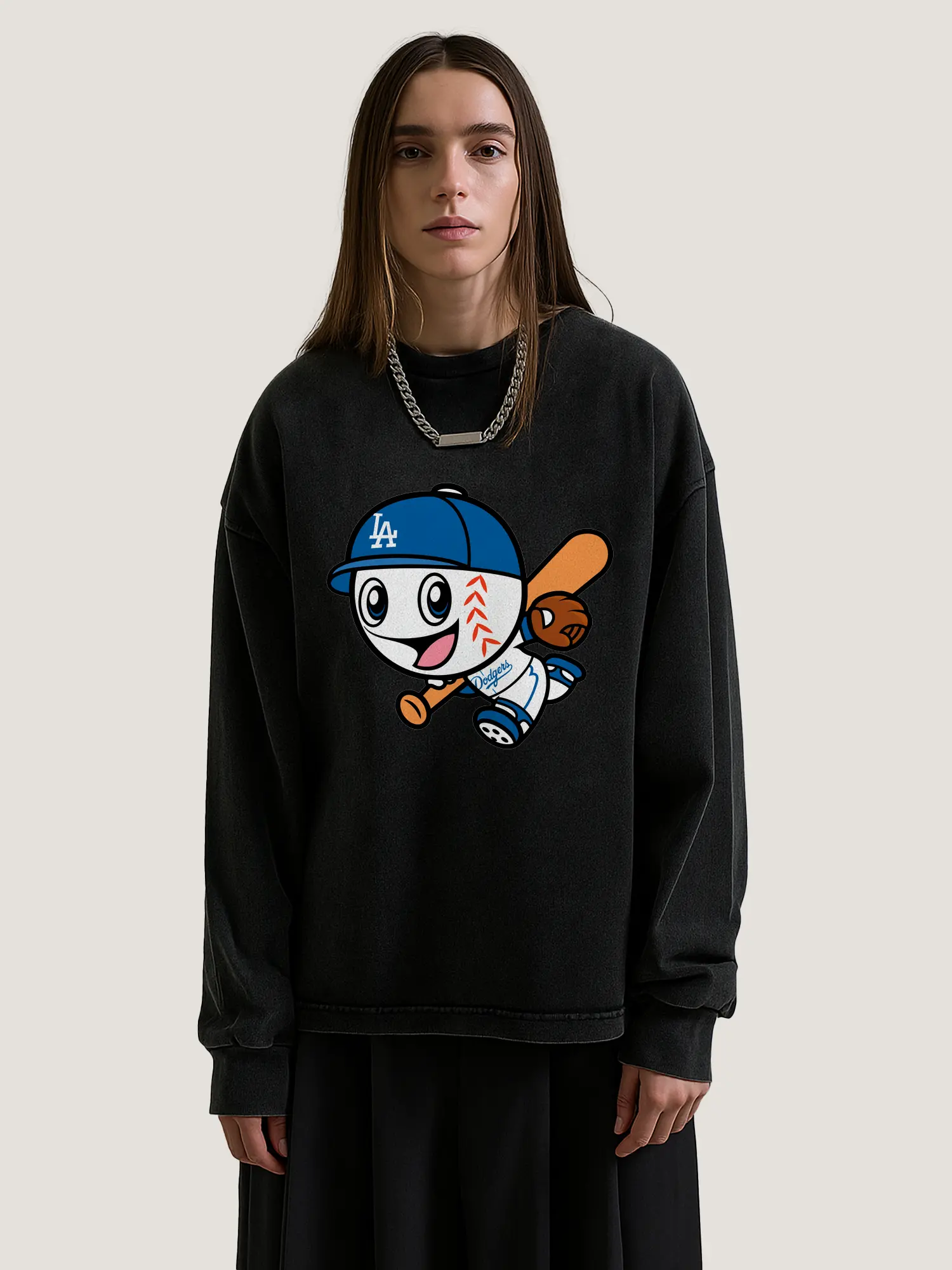 Cute Mr Dodger Running Play Baseball