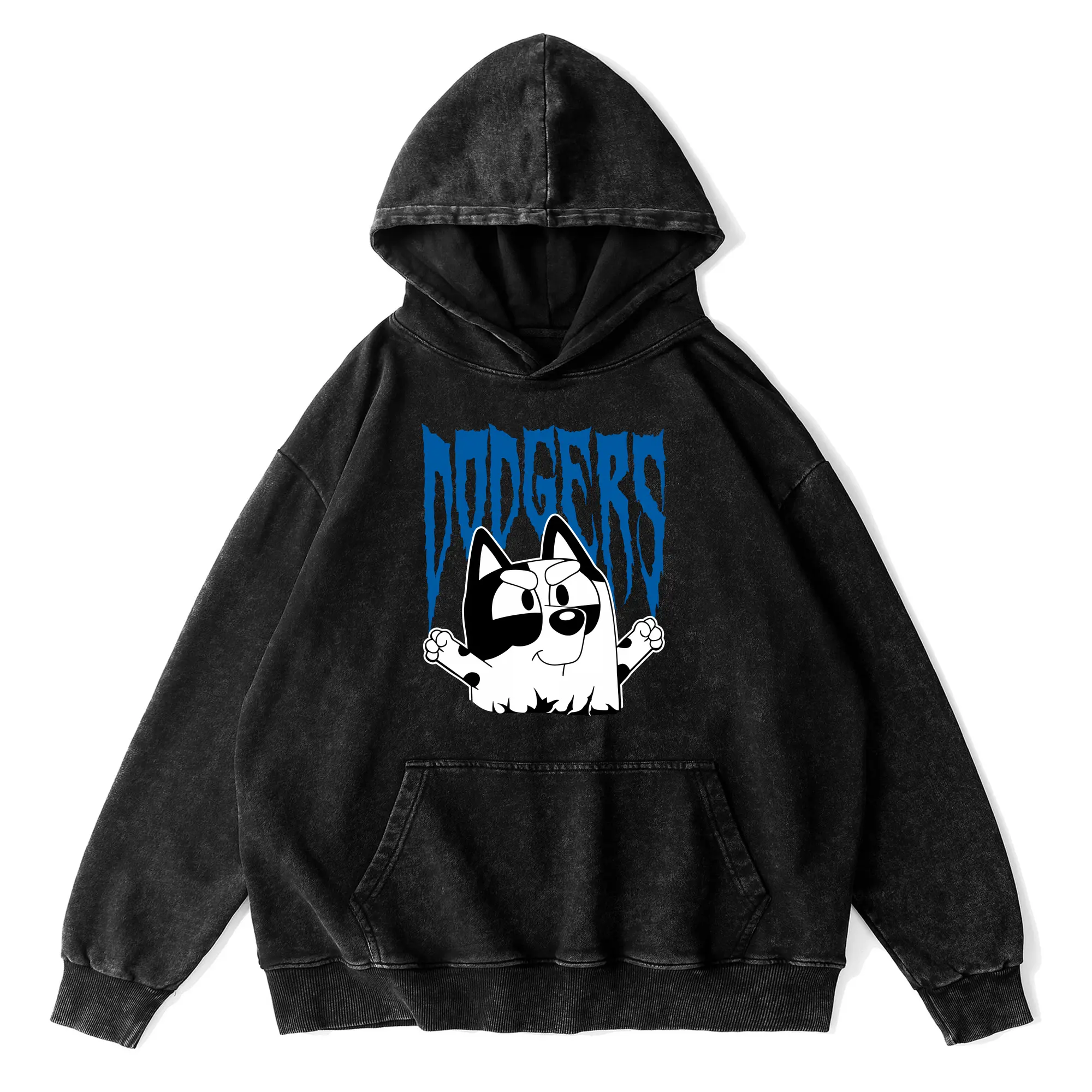 Bluey Muffin Los Angeles Dodgers MLB - Vintage Washed Wax-Dyed Hoodie – 80% Cotton, 20% Polyester – Soft, Durable & Stylish – Perfect For Sports, Casual & Everyday Wear