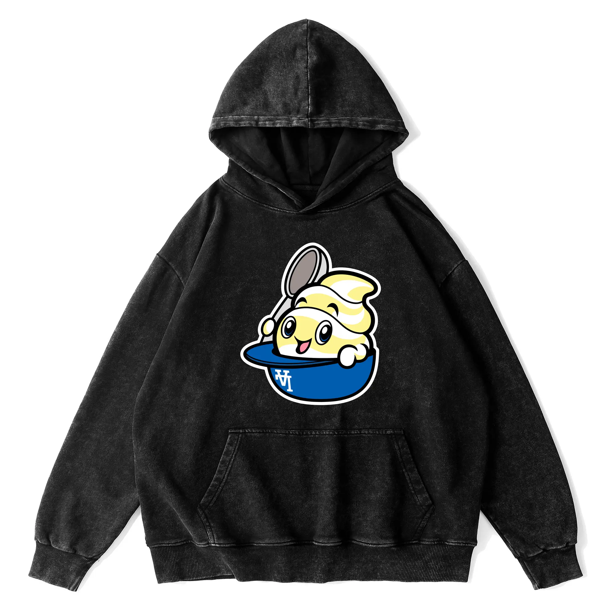 Dole Whip Dodgers Los Angeles Baseball - Vintage Washed Wax-Dyed Hoodie – 80% Cotton, 20% Polyester – Soft, Durable & Stylish – Perfect For Sports, Casual & Everyday Wear