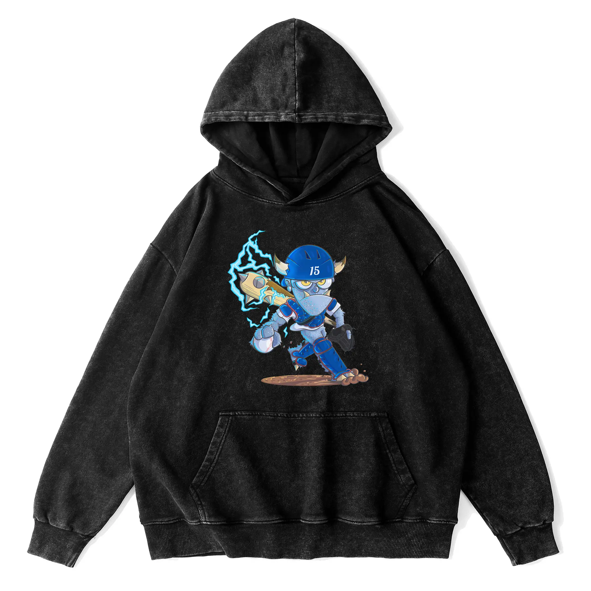 Monster Barnesy Los Angeles Dodgers - Vintage Washed Wax-Dyed Hoodie – 80% Cotton, 20% Polyester – Soft, Durable & Stylish – Perfect For Sports, Casual & Everyday Wear