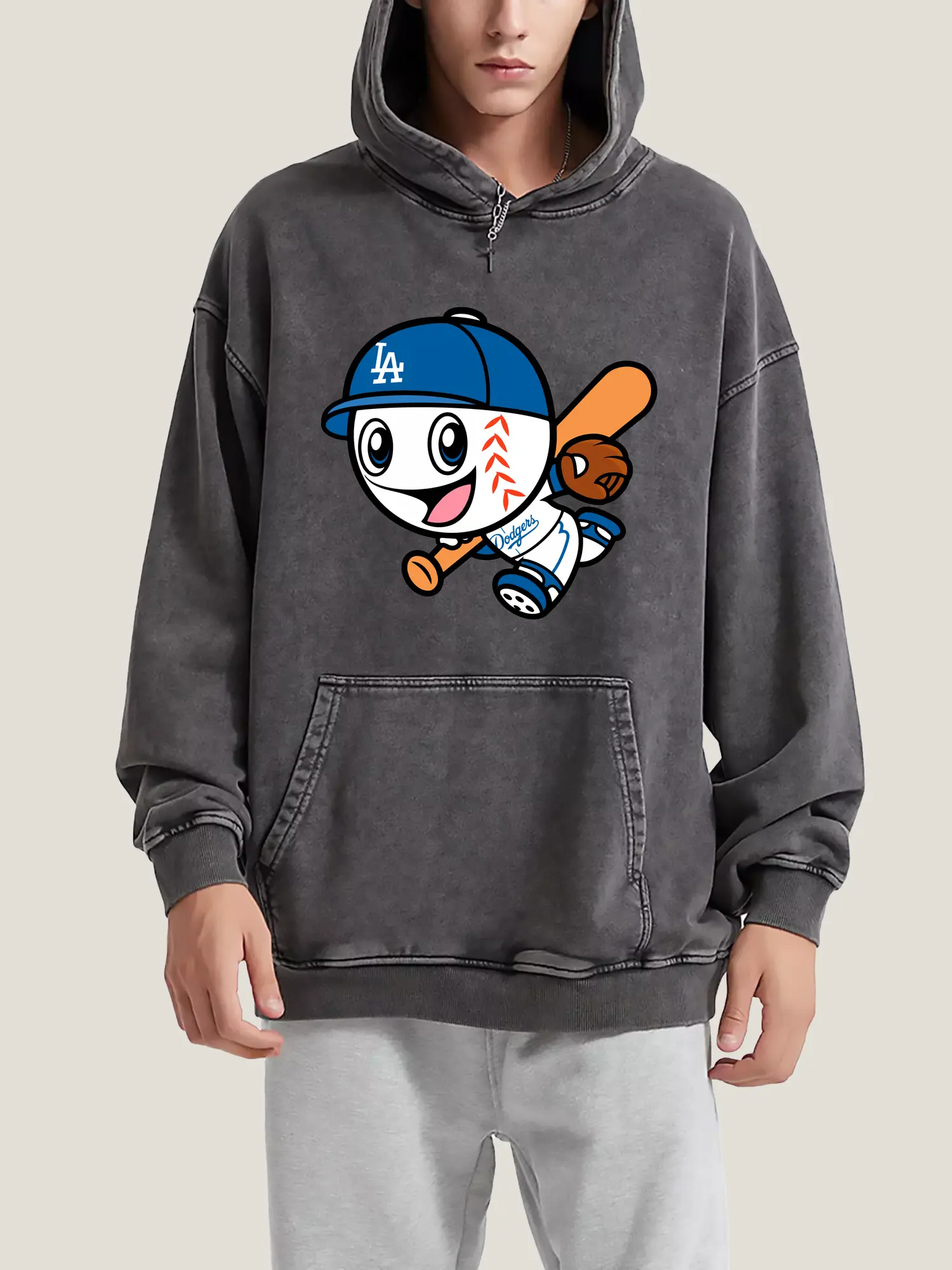 Cute Mr Dodger Running Play Baseball