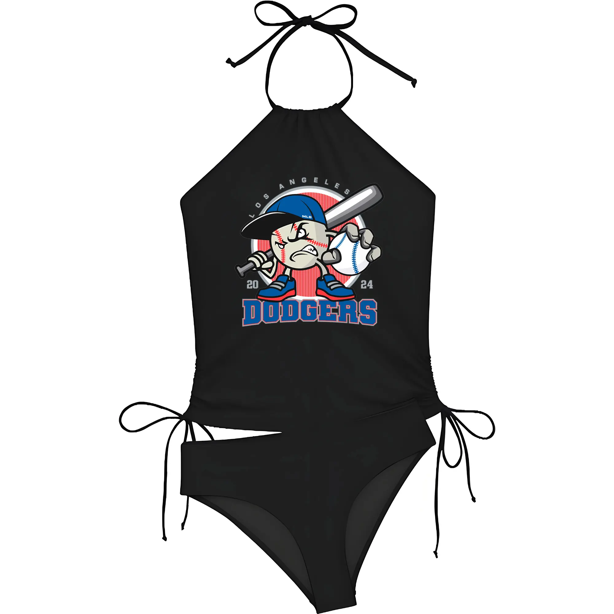Los Angeles Baseball 2024 Season Dodgers - Women's Heat Transfer Printed Two-Piece Bikini Set – Sexy One-Shoulder Top & Triangle Bottom, Soft Nylon-Spandex – Perfect for Beach, Pool & Vacation
