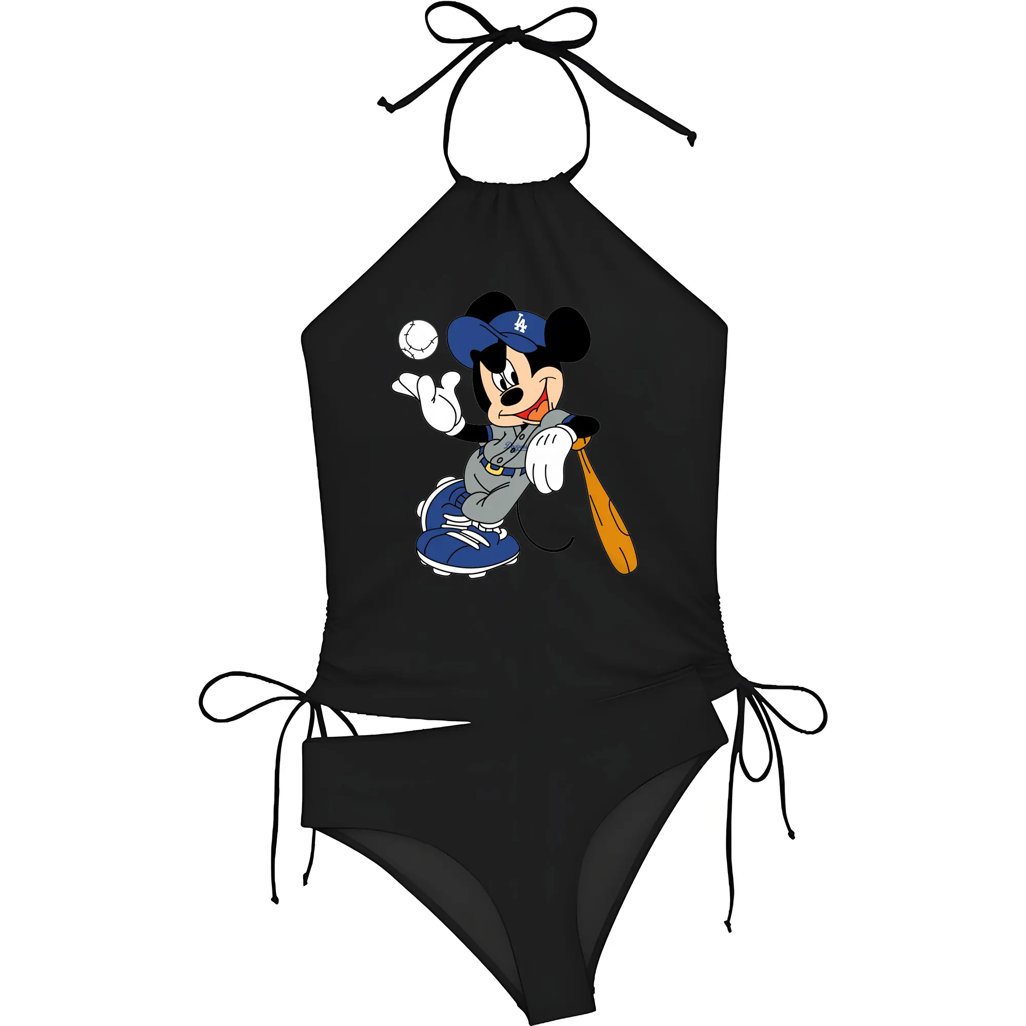 Mickey Mouse Los Angeles Dodgers 1 - Women's Heat Transfer Printed Two-Piece Bikini Set – Sexy One-Shoulder Top & Triangle Bottom, Soft Nylon-Spandex – Perfect for Beach, Pool & Vacation