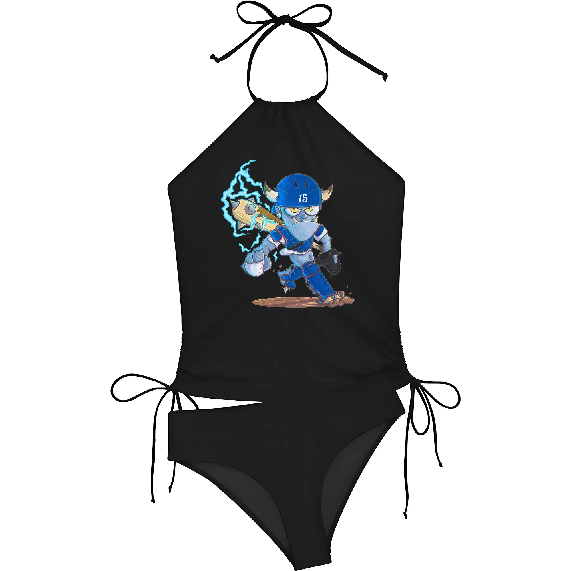 Monster Barnesy Los Angeles Dodgers - Women's Heat Transfer Printed Two-Piece Bikini Set – Sexy One-Shoulder Top & Triangle Bottom, Soft Nylon-Spandex – Perfect for Beach, Pool & Vacation