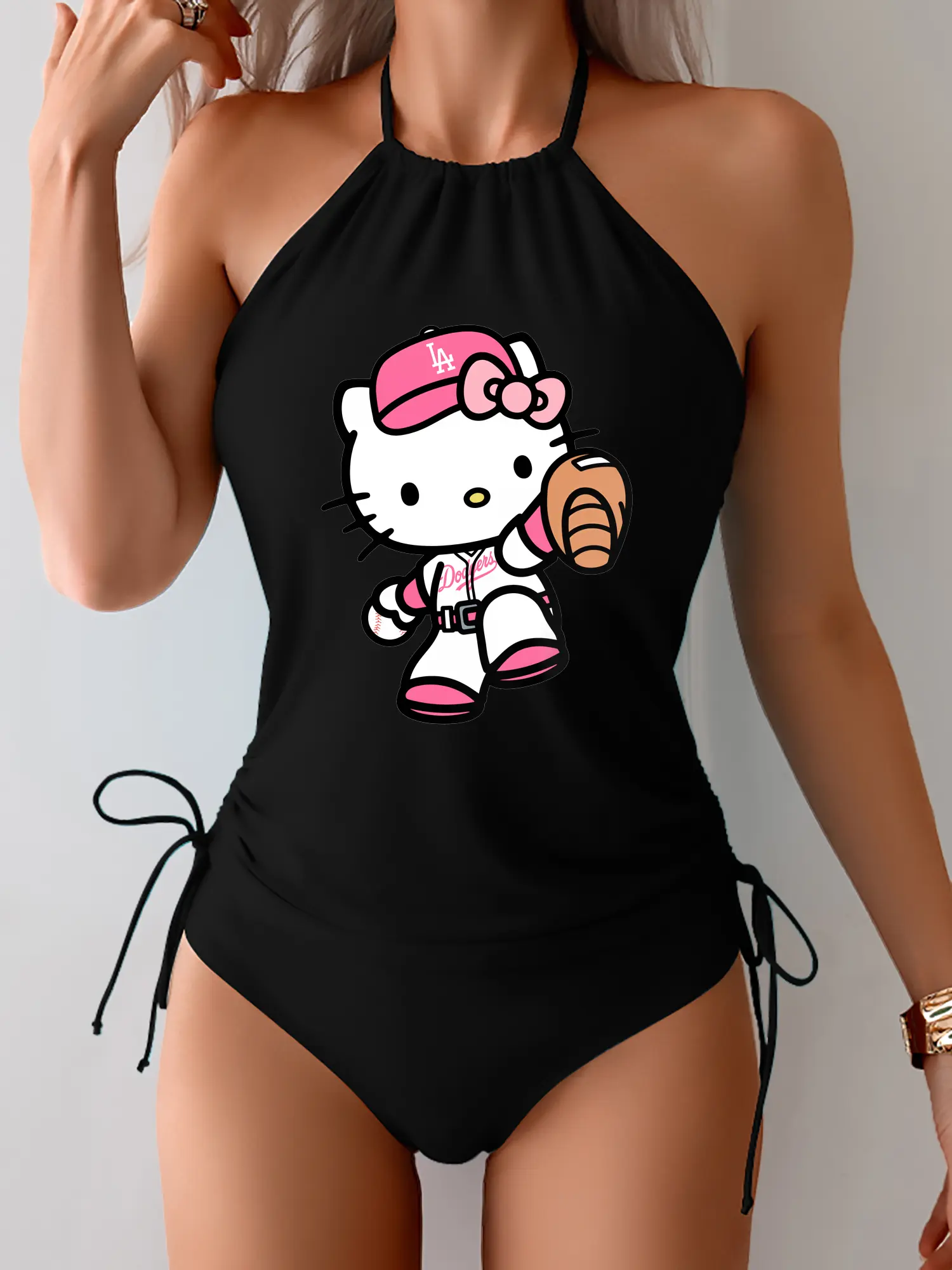 Pink Hello Kitty Play Baseball Los Angeles Dodgers