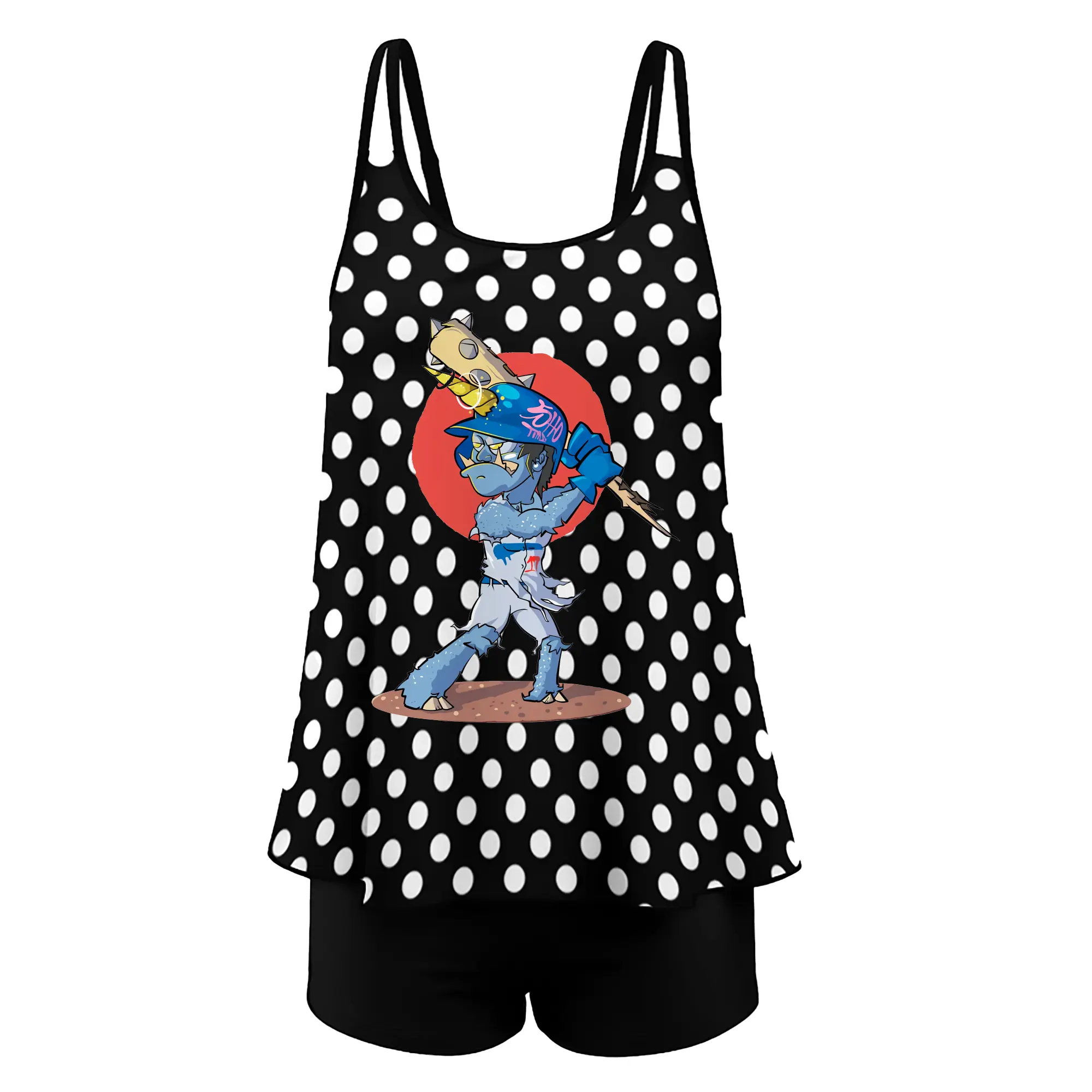 Monster Sho Los Angeles Dodgers - Women’s Heat Transfer Printed Two-Piece Swimsuit Set – Sexy Double Strap Bandeau Top & Boyshort Bottoms, Soft Nylon-Spandex – Perfect for Beach, Pool & Vacation